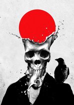 Skull Poster - Zwart-Wit Schedel Red - Wandposter 60 x 40 cm