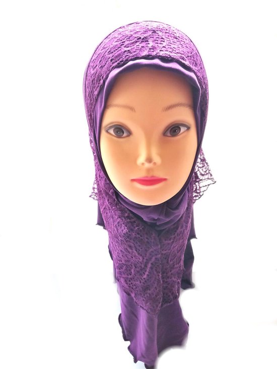 Schuldig Geschatte ketting Mooie hijab,hoofddoek met kant paarse kleur. | bol.com