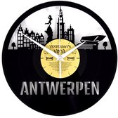 Skyline Antwerpen - Klok gemaakt van vinyl - langspeelplaat - LP klok - Met geschenkverpakking