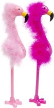 Flamingo Boa Balpen | 2 stuks | Licht Roze en Fel Roze