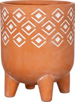 Geometrische terracotta bloempot op pootjes - Sass & Belle