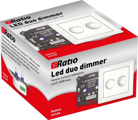 Ratio LED duo dimmer 2x 5-100W - Inbouw - incl. afdekraam - Ratio