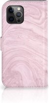 GSM Hoesje Apple iPhone 12 Pro Max Flip Case Marble Pink