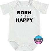 RompertjesBaby - Born to be happy - maat 86/92 - korte mouwen - baby - baby kleding jongens - baby kleding meisje - rompertjes baby - rompertjes baby met tekst - kraamcadeau meisje