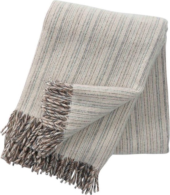 Jeté Klippan Bjork laine écologique - 130 x 200 cm - Blanc / Gris sable