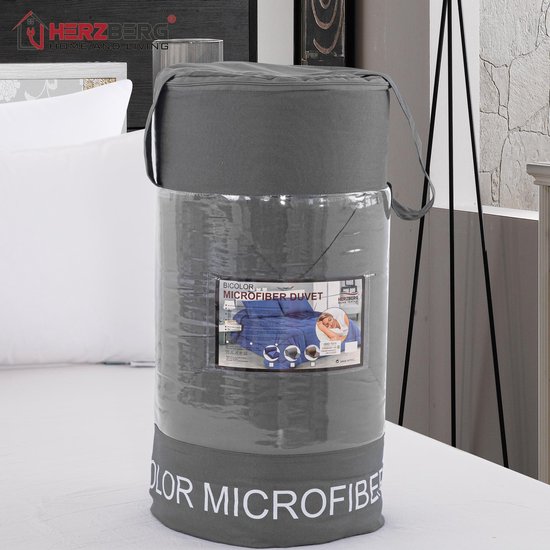Herzberg HG-2020BCO: Tweekleurig Microfiber Dekbed - 200x200cm Grijs - Herzberg Home & Living
