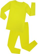 Elowel - Unisex 'Volle Kleur' Pyjama, 2 Delig, 100% Katoen, Comfortabel, Slim fit Broek | 10 Jaar | Geel