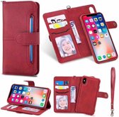 P.C.K. Hoesje/Boekhoesje/Bookcase/Book/Bookcase/Bookcase/Leer/Magneet luxe 2 in 1 rood geschikt voor Apple iPhone 12 MET Glasfolie