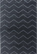 Modern laagpolig vloerkleed Rio - grijs zigzag - 120x170 cm
