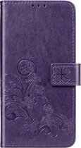 Klavertje Bloemen Booktype Alcatel 3X (2020) hoesje - Paars