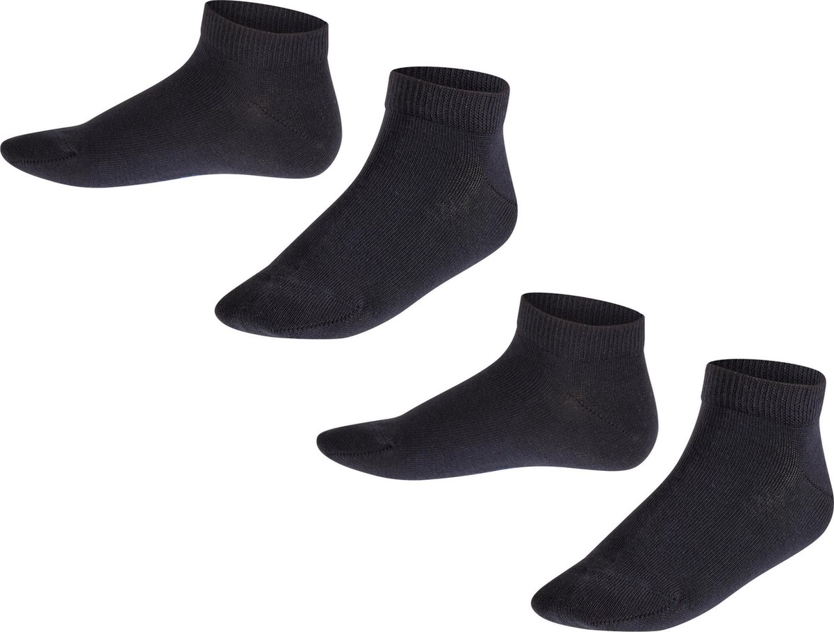 FALKE Happy 2-Pack kort eenkleurig katoen multipack sneakersokken enkelsokken kinderen blauw - maat 31-34