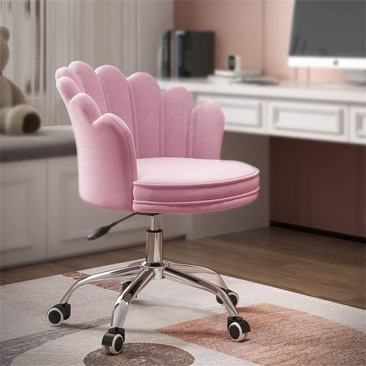 Roze Bureaustoel - Make up tafel - Fluweel - Stoel - Glamourous | bol