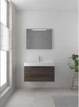 Bruynzeel Bando badmeubelset 90x45cm 1 kraangat 1 wasbak 2 lades met spiegel met softclose Composiet gladstone