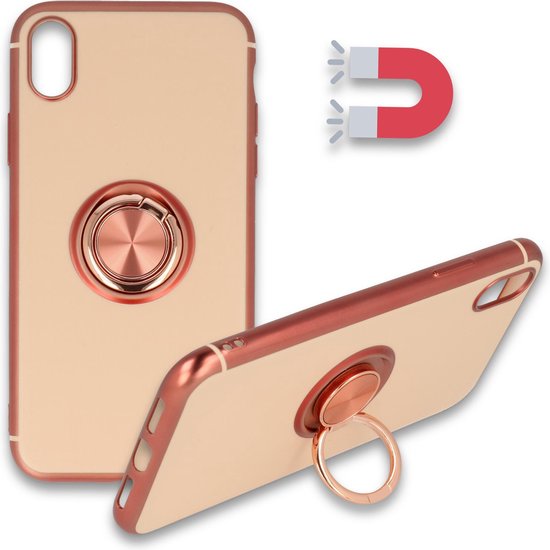 Coque Apple iPhone XS Max Or Rose - Coque Arrière en Siliconen avec Ring  Béquille -... | bol.com