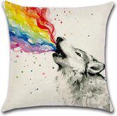 Kussenhoes Rainbow - Wolf - Kussenhoes - 45x45 cm - Sierkussen - Polyester