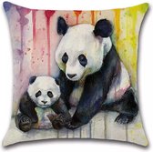 Kussenhoes Panda - Moeder & Zoon - Kussenhoes - 45x45 cm - Sierkussen - Polyester