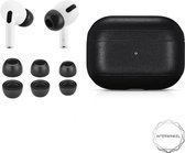 Zwart leren hoesje airpods pro + memory foam tips - black leather case - union leather - Foam tips  grijs  - Apple - In ear