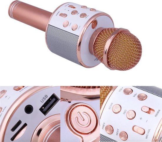 Karaoke Microfoon - Draadloos - Bluetooth Verbinding - Rosékleurig - Voor de gezelligste feestjes - Merkloos