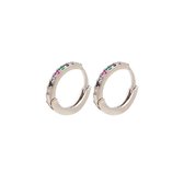 Jobo By JET – Diamond oorbellen ringetjes Small – Zilver met gekleurde iamantjes - Basic