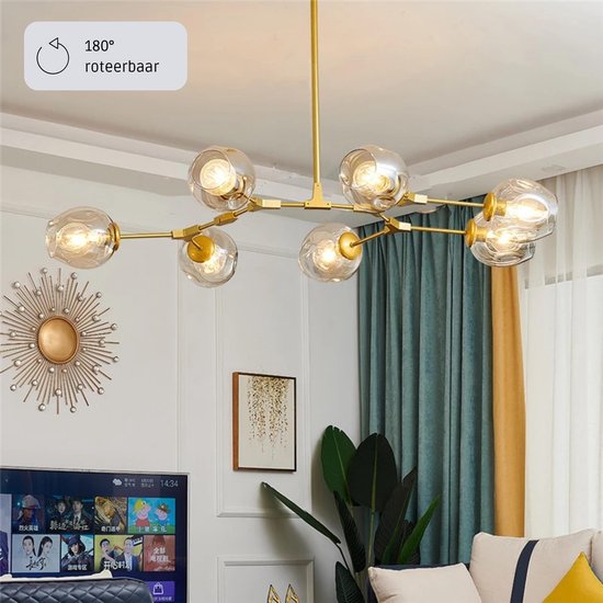 NOMIO© Boba - Plafondlamp – Verstelbaar – Glas – Ijzer – 20W – Lamp –  Verlichting –... | bol.com