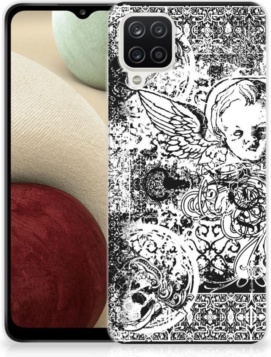 Silicone Back Case Samsung Galaxy A12 Skulls Angel