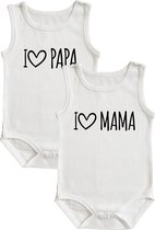 Rompertjes baby - I love papa & i love mama - maat: 50/56 - kapmouw - baby - papa - romper papa - mama - romper mama - rompertjes baby - rompertjes baby met tekst - rompers - rompe