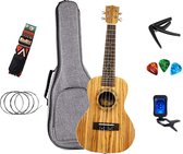 Happy Instruments - Concert ukelele - zebra hout - Complete set met houder en tas