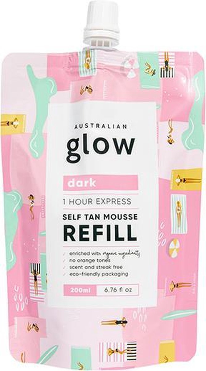 Australian Glow Self Tanning Mousse - Navulverpakking Zelfbruiner Schuim - Dark - 200ml