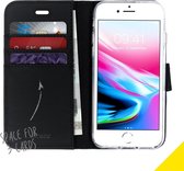 GSMNed - Wallet Softcase -  Booktype voor iPhone SE (2020) / 8 / 7 - zwart - Leer