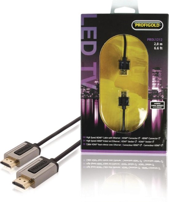 Profigold PROL1212, 2 m, HDMI Type A (Standard), HDMI Type A (Standard), Noir