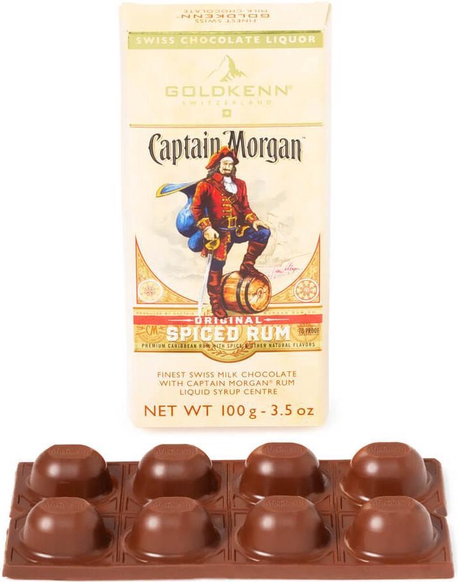 Chocoladereep gevuld met Captain Morgan rum (100 gr.) - Goldkenn