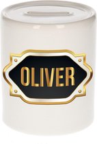 Oliver naam cadeau spaarpot met gouden embleem - kado verjaardag/ vaderdag/ pensioen/ geslaagd/ bedankt