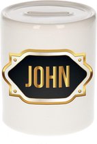 John naam cadeau spaarpot met gouden embleem - kado verjaardag/ vaderdag/ pensioen/ geslaagd/ bedankt