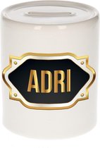 Adri naam cadeau spaarpot met gouden embleem - kado verjaardag/ vaderdag/ pensioen/ geslaagd/ bedankt