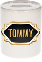 Tommy naam cadeau spaarpot met gouden embleem - kado verjaardag/ vaderdag/ pensioen/ geslaagd/ bedankt