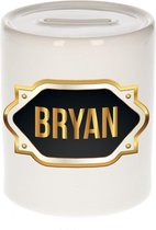 Bryan naam cadeau spaarpot met gouden embleem - kado verjaardag/ vaderdag/ pensioen/ geslaagd/ bedankt