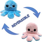 Mood Octopus Knuffel - Reversible / Dubbelzijdig - As seen on TikTok - 20 cm (lichtblauw/roze)