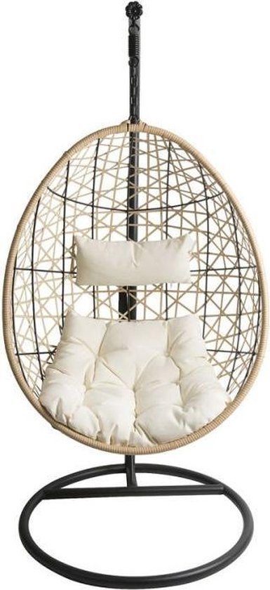 Hangstoel Naturel |Witte kussens|ei-egg chair|Lounge stoel|Rotan| Bohemian  Woondecoratie| | bol.com