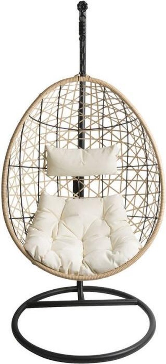 Hangstoel Naturel |Witte kussens|ei-egg chair|Lounge stoel|Rotan| Bohemian  Woondecoratie| | bol.com