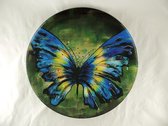 Decoratieve glazen schaal rond Butterfly 48cm - Fusion glas - Decoratieve glazen schaal