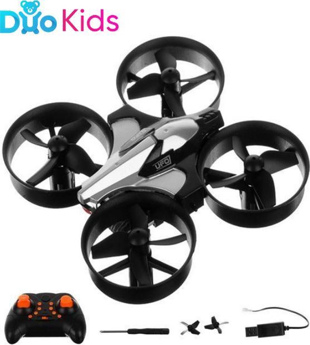 Duo Kids - Mini-drone met RC acrobatiekmodus - Zwart Drone met afstandsbediening met LED Verlichting