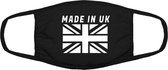 Made in UK mondkapje | Verenigd Koningkrijk | Engeland | Schotland | Wales |Brexit | grappig | gezichtsmasker | bescherming | bedrukt | logo | Zwart mondmasker van katoen, uitwasba
