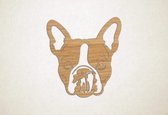 Wanddecoratie - Hond - Boston Terrier 4 - XS - 27x25cm - Eiken - muurdecoratie - Line Art