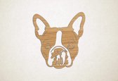 Wanddecoratie - Hond - Boston Terrier 4 - M - 65x60cm - Eiken - muurdecoratie - Line Art
