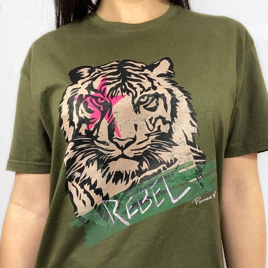 Voorrecht Pompeii cocaïne Pinned by K – Tiger Rebel T-Shirt Olive green - L | bol.com