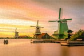 Windmolens in Nederland - Legpuzzel 252 Stukjes | Windmolens Puzzel - Zaandam - Zonsondergang