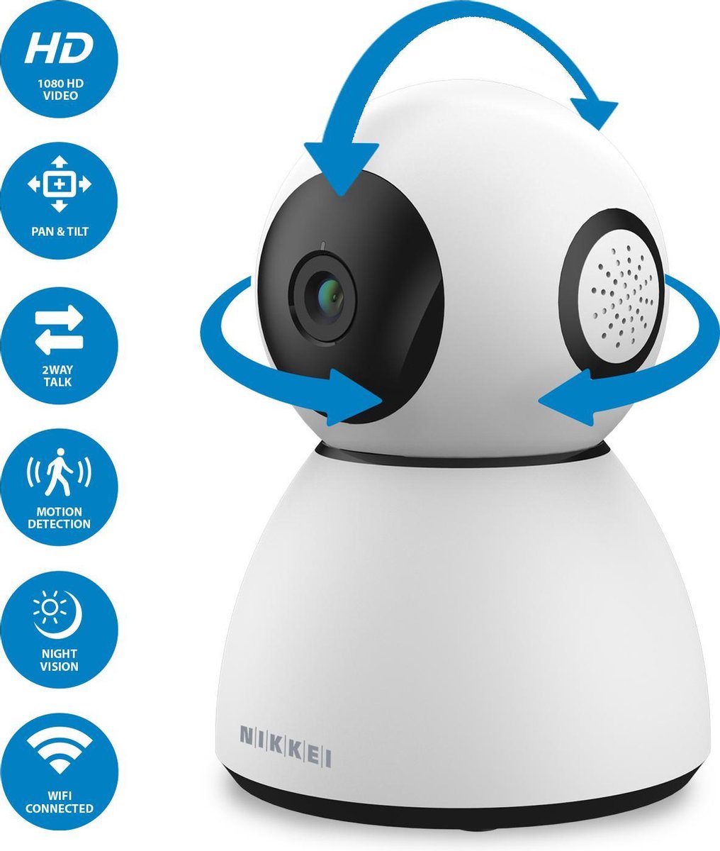 Nikkei CAM4 - Slimme Beveiligingscamera - Draaibare Full HD IP Camera met WiFi,... - bol.com