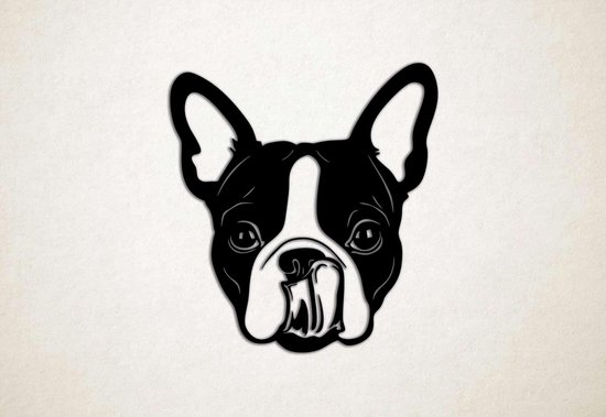 Décoration murale - Chien - Boston Terrier 3 - XS - 27x25cm - Zwart - décoration murale - Line Art