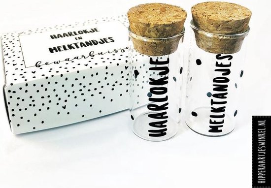 Haarlokje en melktandjes buisjes - in cadeauverpakking - Zwart wit - Kraamcadeau - Bewaardoosje - Leuk voor in een kraammand van Merkloos — afbeelding 3