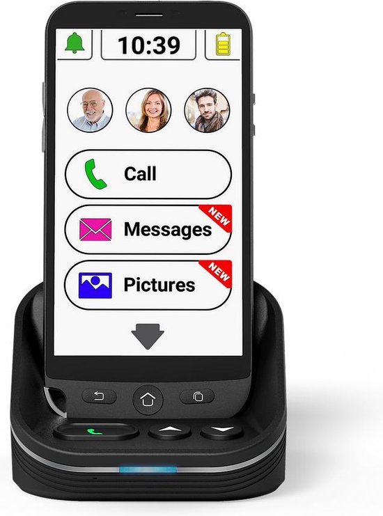 Amplicomms M50 Senioren Smartphone | Mobiele telefoon | Eenvoudig opladen | Compatibel met hoortoestellen